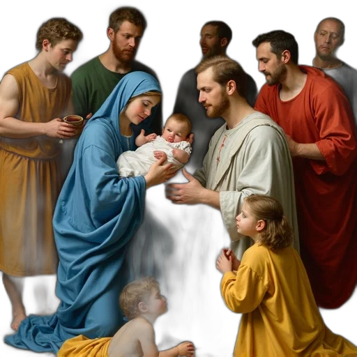 photorealistic, oil painting, concept art, snow, renaissance-style, painting, depicting, group transparent PNG cut-out