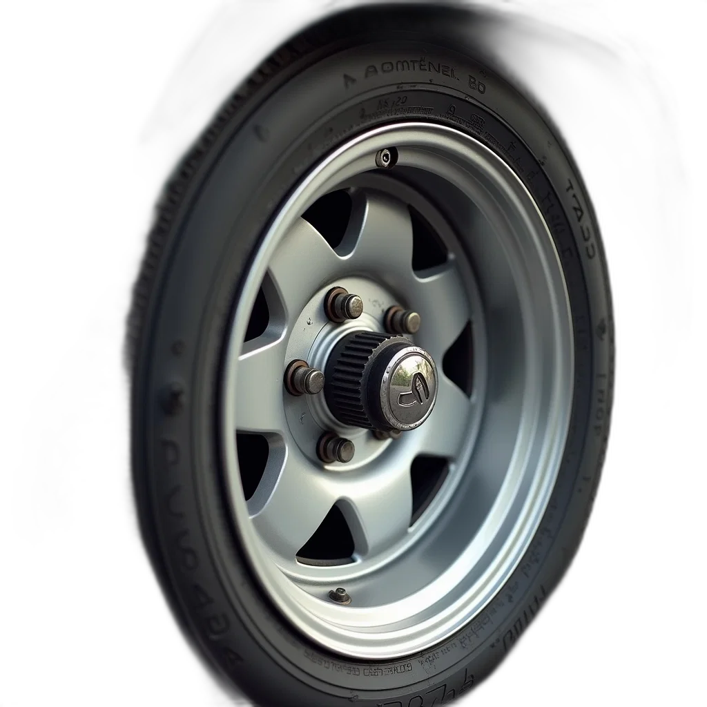 car, 3d render, photorealistic, close-up, tire, silver, rim, showing transparent PNG cut-out