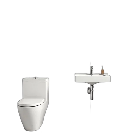 furniture, 3d render, photorealistic, concept art, modern, bathroom, white, toilet transparent PNG cut-out