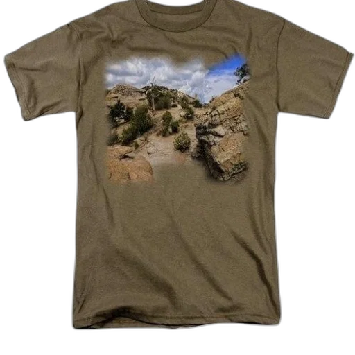 photorealistic, 3d render, forest, earth tones, brown, t-shirt, photo, rocky transparent PNG cut-out