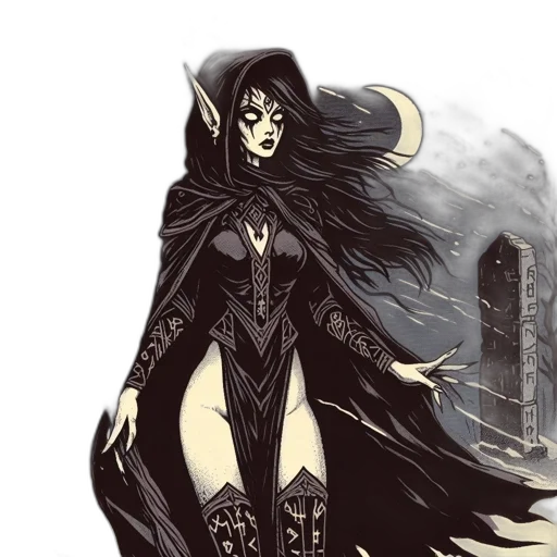 dress, fantasy art, concept art, comic book art, pixel art, dark, monochrome, winter transparent PNG cut-out