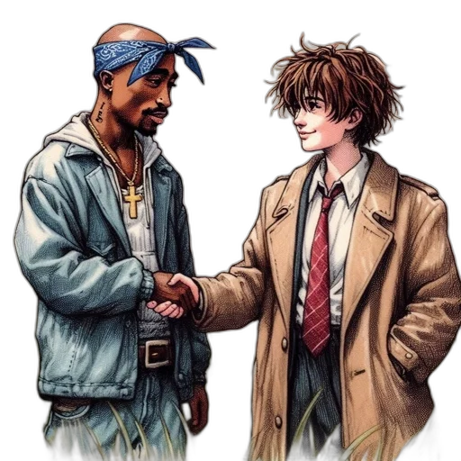 jacket, concept art, comic book art, anime, watercolor, city street, blue, two transparent PNG cut-out