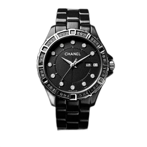 jewelry, black, chanel, watch, dial, diamonds transparent PNG cut-out
