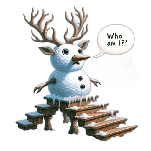 robot, creature, concept art, fantasy art, wintry, woodland, snowman-like, figure transparent PNG cut-out