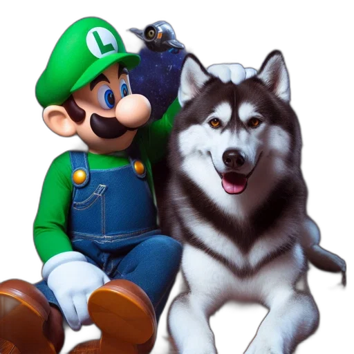 animal, concept art, pixel art, 3d render, photorealistic, green, luigi, wearing transparent PNG cut-out