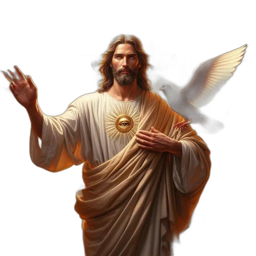 concept art, fantasy art, photorealistic, pixel art, iconic, representation, jesus, christ transparent PNG cut-out