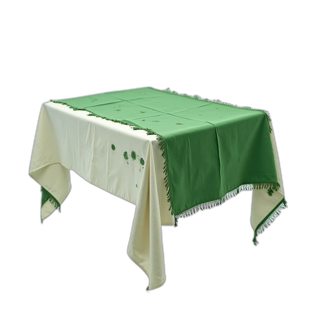 furniture, jacket, staff, dress, 3d render, green, white, tablecloth transparent PNG cut-out