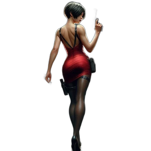 dress, staff, weapon, concept art, cyberpunk, photorealistic, comic book art, woman transparent PNG cut-out