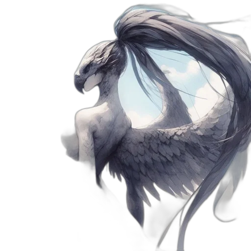 dragon, creature, mask, hair, fantasy art, concept art, watercolor, photorealistic transparent PNG cut-out