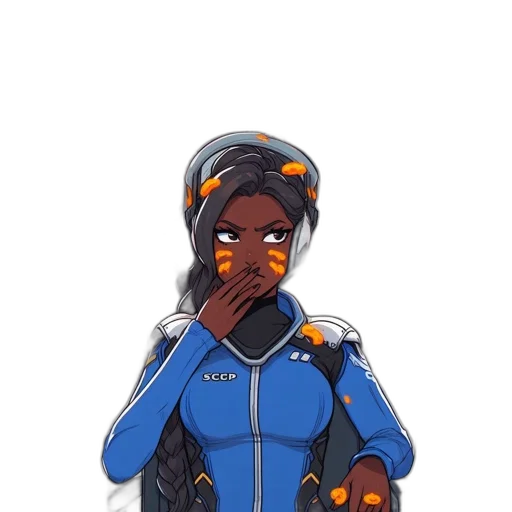 jacket, staff, weapon, face, pixel art, concept art, anime, cartoon transparent PNG cut-out