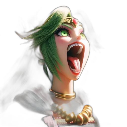 face, concept art, fantasy art, photorealistic, 3d render, green, animated, character transparent PNG cut-out