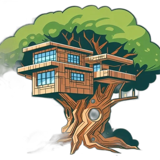 building, tree, furniture, concept art, 3d render, pixel art, fantasy art, elaborate transparent PNG cut-out