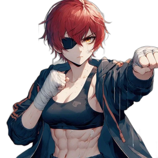 jacket, weapon, staff, sword, anime, pixel art, concept art, cyberpunk transparent PNG cut-out
