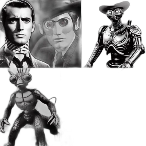 robot, mask, concept art, comic book art, 3d render, fantasy art, outer space, monochrome transparent PNG cut-out