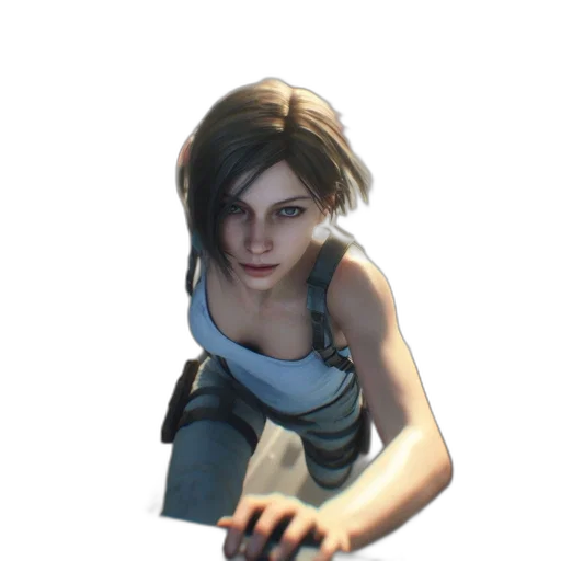 weapon, staff, face, jacket, concept art, 3d render, photorealistic, pixel art transparent PNG cut-out