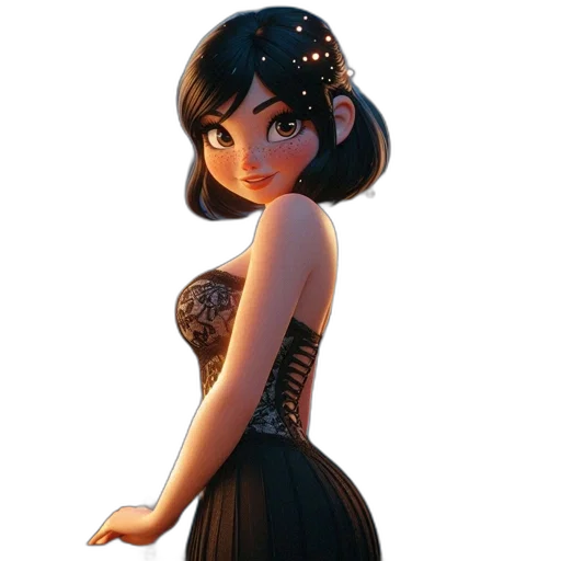 dress, crown, concept art, 3d render, cartoon, fantasy art, dark, young transparent PNG cut-out