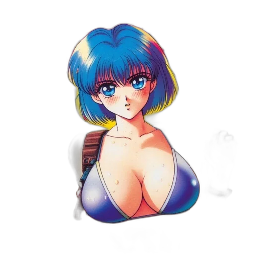 dress, anime, pixel art, watercolor, concept art, blue, anime-style, illustration transparent PNG cut-out