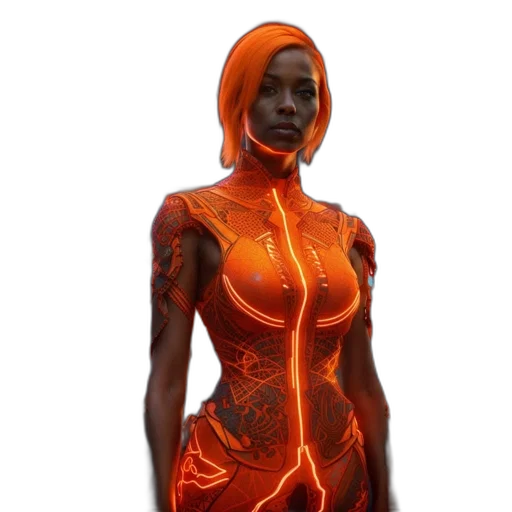 dress, jacket, concept art, cyberpunk, fantasy art, 3d render, neon, red transparent PNG cut-out