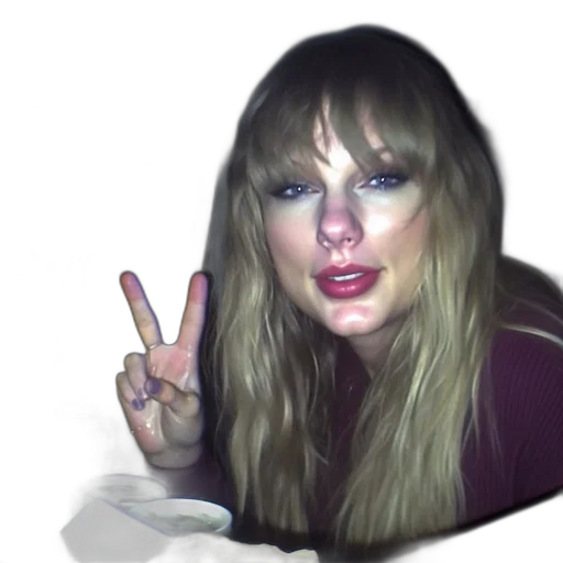 face, woman, long, blonde, hair, makes, peace, sign transparent PNG cut-out