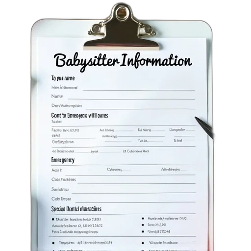 white, clipboard, babysitter, information, form, filled, various, details transparent PNG cut-out