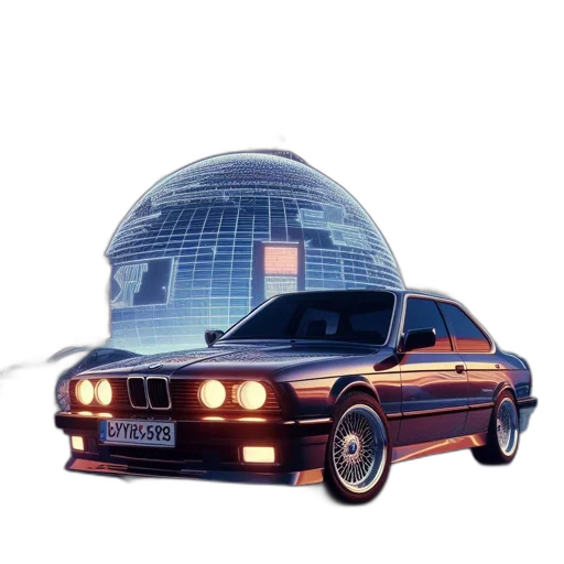 car, robot, vaporwave, concept art, 3d render, photorealistic, outer space, futuristic transparent PNG cut-out