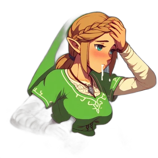 dress, crown, staff, pixel art, concept art, fantasy art, watercolor, green transparent PNG cut-out