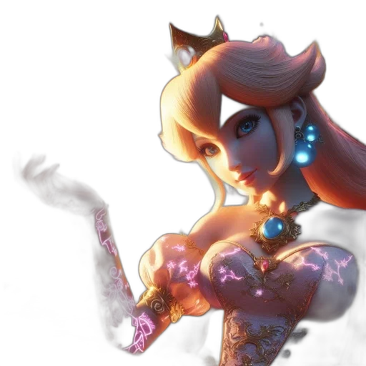 staff, crown, dress, jewelry, concept art, fantasy art, 3d render, pixel art transparent PNG cut-out