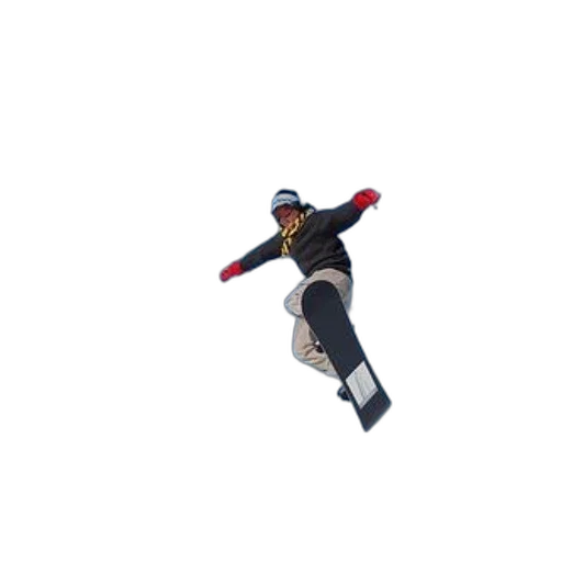 staff, jacket, pixel art, 3d render, photorealistic, concept art, snowboarder, mid-air transparent PNG cut-out