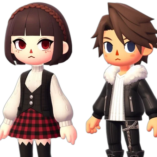 3d render, pixel art, concept art, anime, monochrome, dark, two, animated transparent PNG cut-out