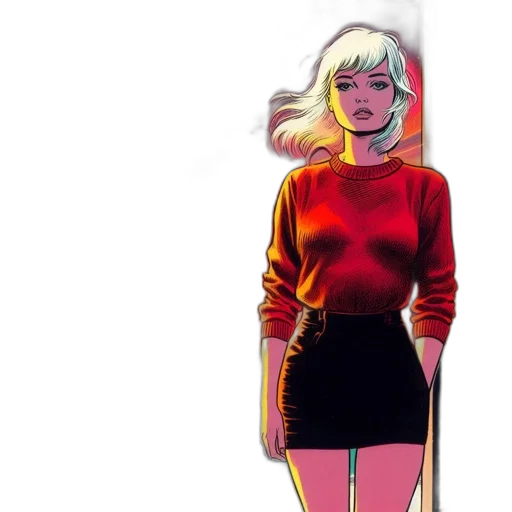 jacket, dress, comic book art, concept art, cartoon, anime, neon lights, outer space transparent PNG cut-out