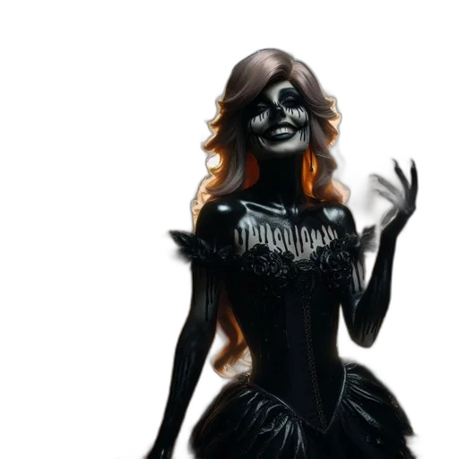dress, mask, concept art, fantasy art, comic book art, photorealistic, dark, monochrome transparent PNG cut-out