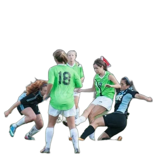 group, girls, playing, soccer, one, girl, wearing, green transparent PNG cut-out