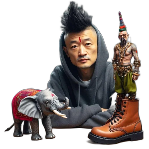 animal, creature, shoes, concept art, photorealistic, fantasy art, man, beside transparent PNG cut-out