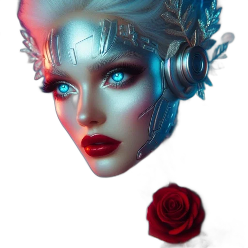 mask, robot, face, crown, fantasy art, concept art, cyberpunk, photorealistic transparent PNG cut-out