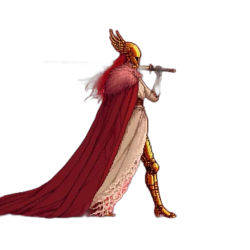 sword, staff, weapon, dress, concept art, fantasy art, pixel art, 3d render transparent PNG cut-out