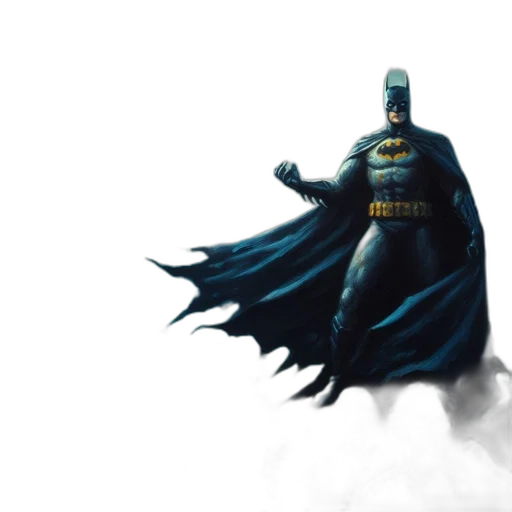 comic book art, concept art, fantasy art, photorealistic, batman, stands, guard, amidst transparent PNG cut-out