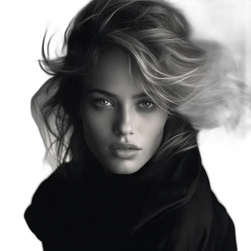 face, hair, jacket, dress, photorealistic, pencil sketch, oil painting, fantasy art transparent PNG cut-out