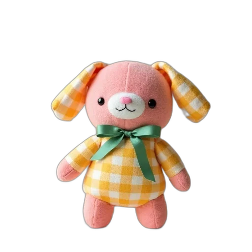 animal, 3d render, pastel, small, plush, toy, pink, yellow transparent PNG cut-out