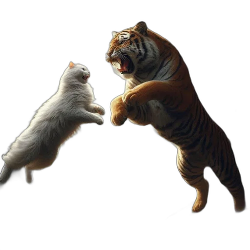 animal, concept art, photorealistic, 3d render, fantasy art, tiger, cat, leap transparent PNG cut-out