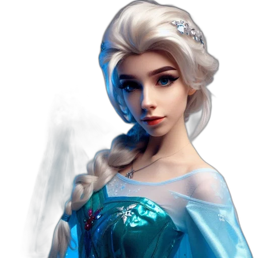 dress, face, fantasy art, concept art, photorealistic, 3d render, blue, elsa-inspired transparent PNG cut-out