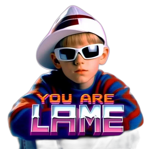 hat, jacket, face, robot, vaporwave, 3d render, promotional, poster transparent PNG cut-out