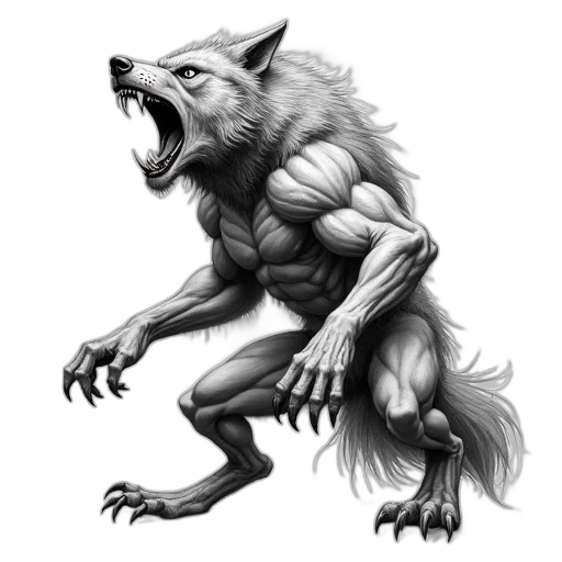 creature, animal, concept art, fantasy art, photorealistic, comic book art, black, white transparent PNG cut-out