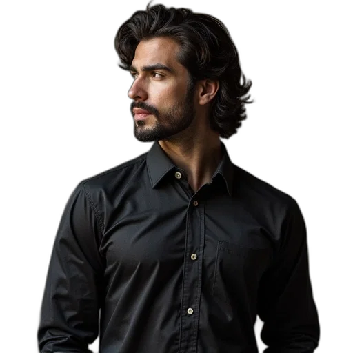 jacket, staff, photorealistic, dark transparent PNG cut-out