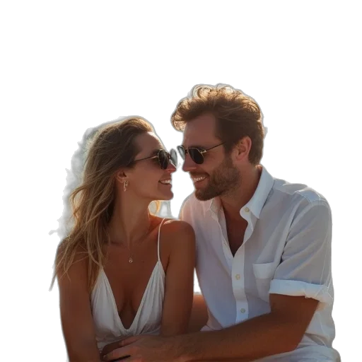 beach, sunset, couple, cannes transparent PNG cut-out