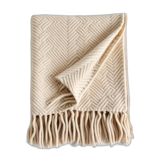 earth tones, beige, blanket, herringbone, pattern, displayed, against, white transparent PNG cut-out
