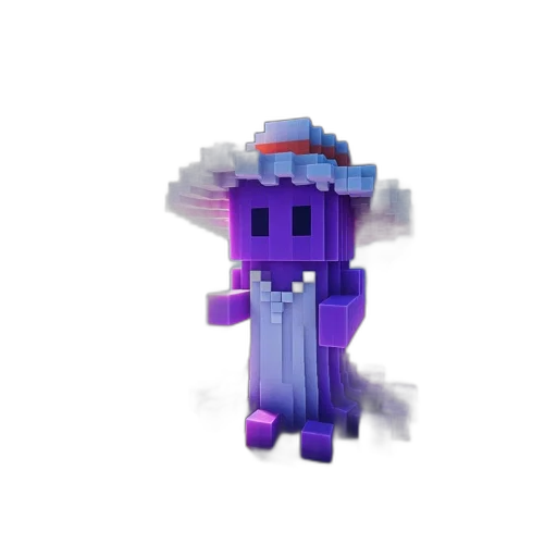 robot, hat, creature, umbrella, pixel art, 3d render, vaporwave, concept art transparent PNG cut-out
