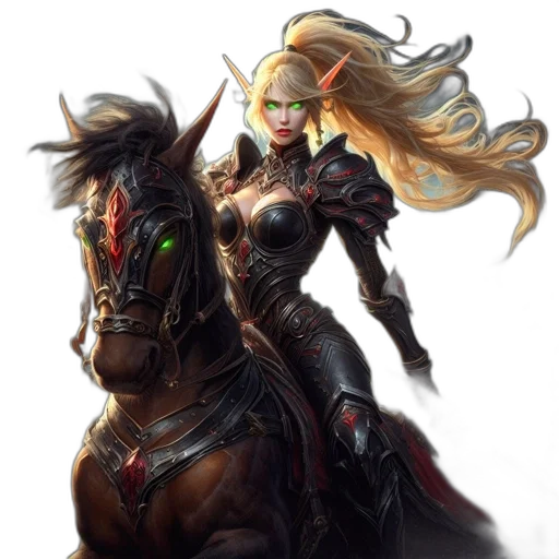 dragon, fantasy art, concept art, comic book art, photorealistic, elfin, woman, rides transparent PNG cut-out