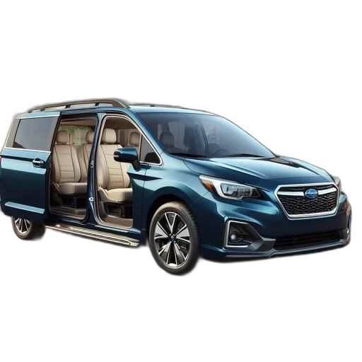 car, blue, subaru, doors, open, parked, front, residential transparent PNG cut-out