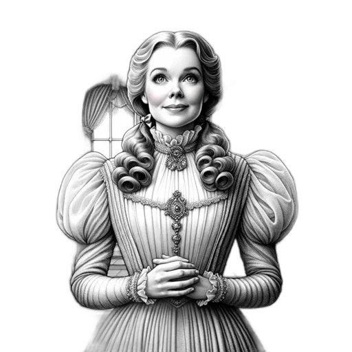 dress, staff, face, crown, pencil sketch, fantasy art, photorealistic, concept art transparent PNG cut-out