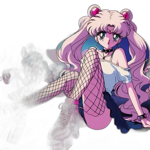 weapon, vaporwave, anime, concept art, pixel art, pastel, dark, colorful transparent PNG cut-out